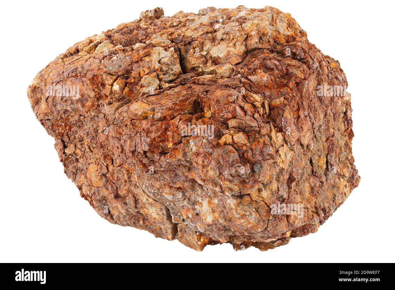 large piece of metallurgical ferrous iron stone ore isolated on whie background. Stock Photo