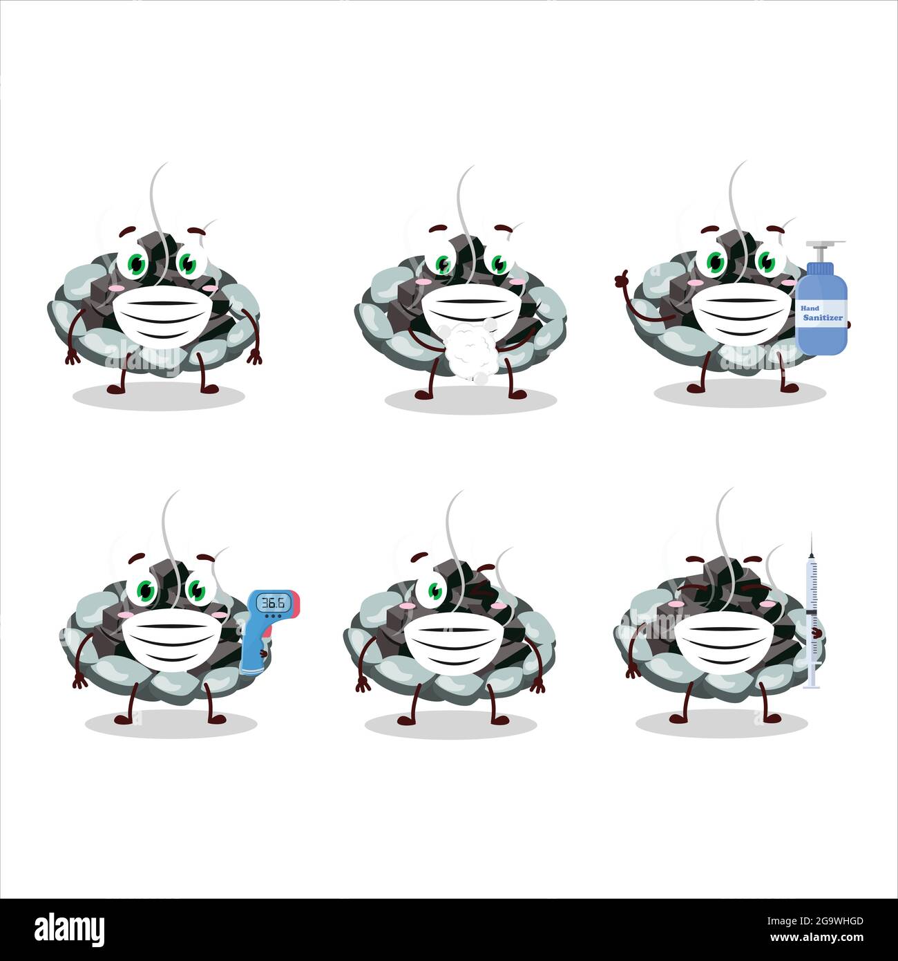 A picture of burning charcoal cartoon design style keep staying healthy