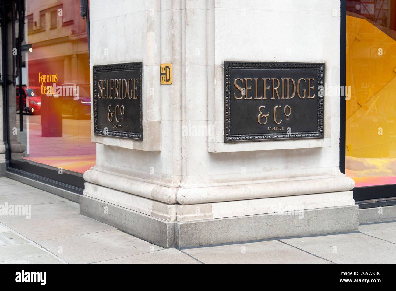 Selfridges signs seen outside the flagship Selfridges store in Oxford