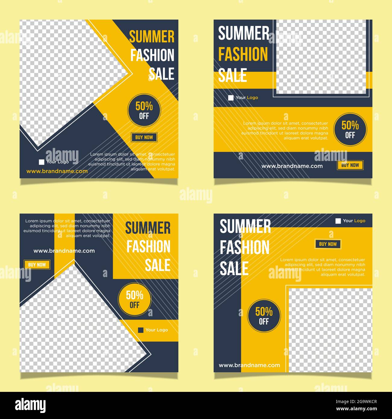 Summer Fashion Sale social Media post banner bundle. editable promotion vector background with photo collage Stock Vector