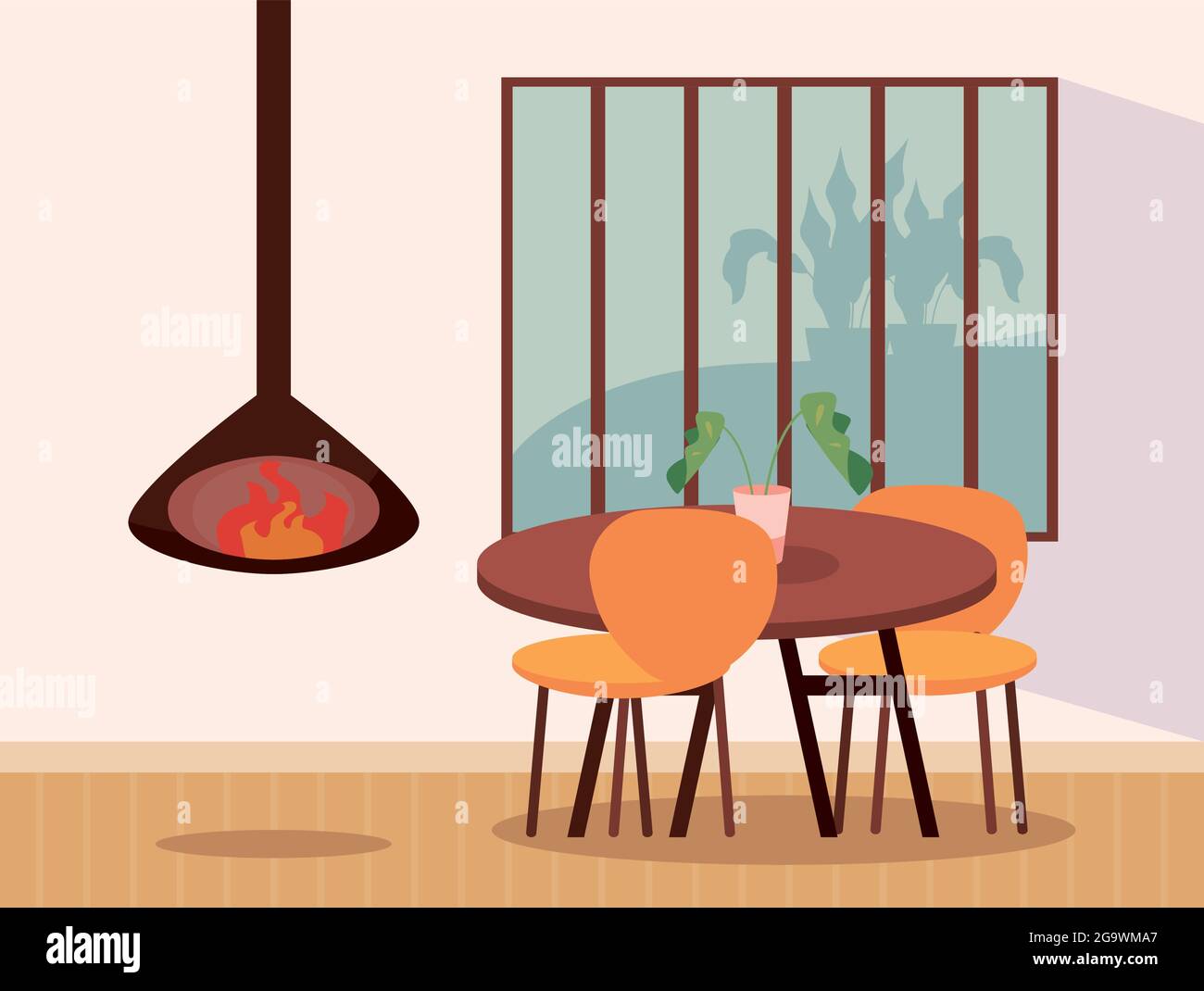 home table with chairs Stock Vector Image & Art - Alamy