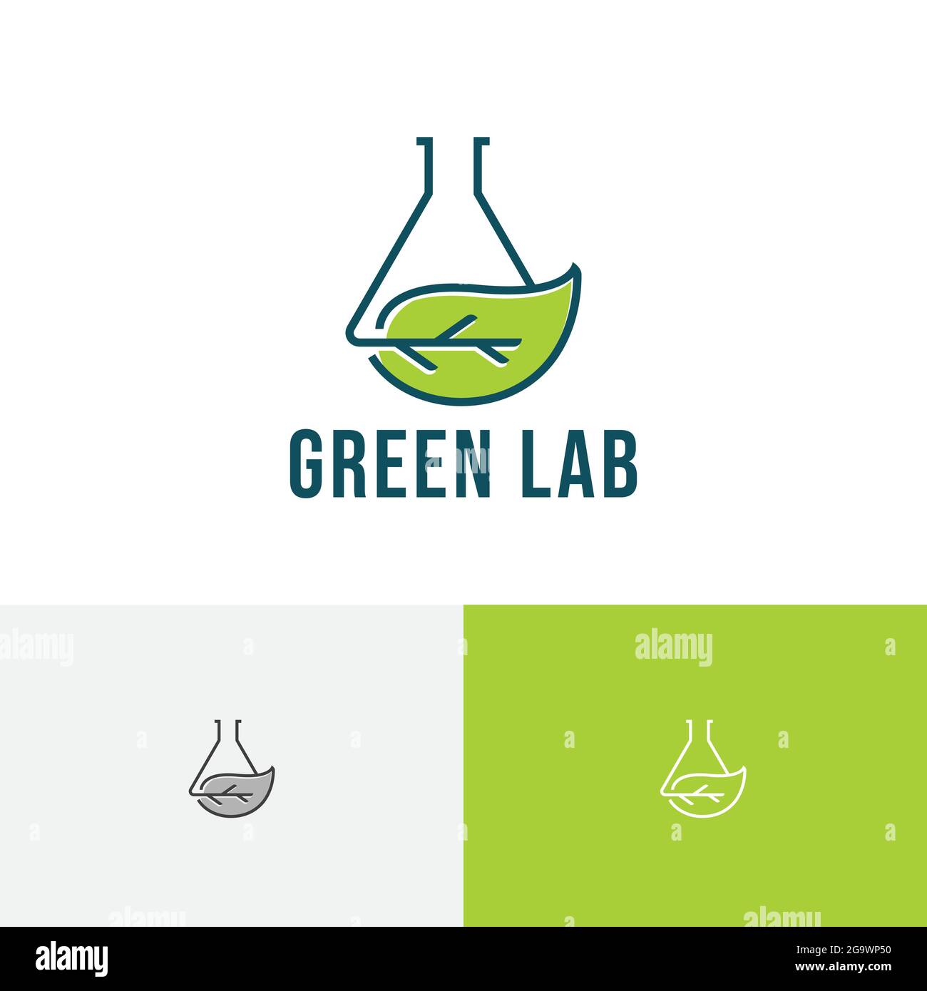 Green Leaf Ecology Tube Lab Nature Research Logo Stock Vector