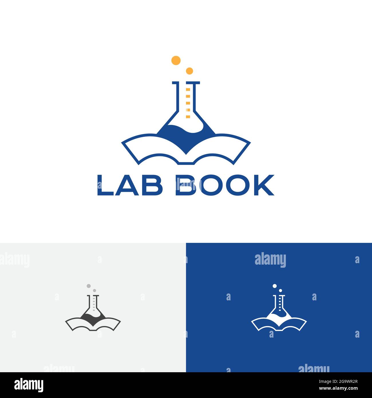 Tube Laboratory Book Research Chemistry Science School Education Logo Stock Vector