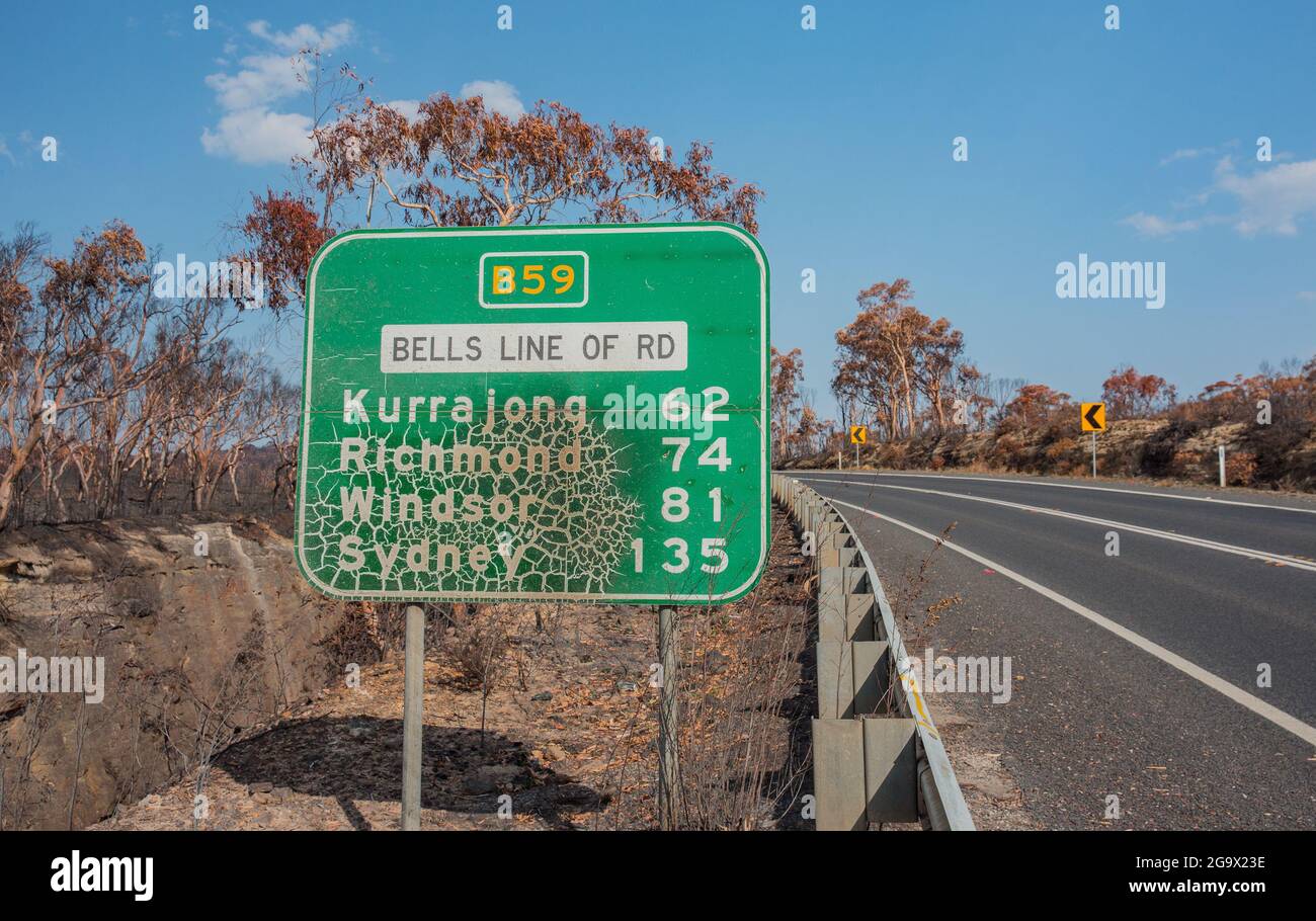 2019/ 20 NSW Bushfires - Bells Line of Road Blue Mountains Australia Stock  Photo - Alamy