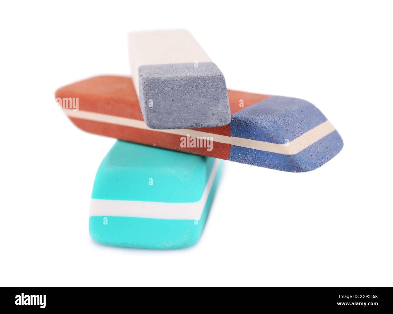 Stack of erasers isolated on white Stock Photo - Alamy