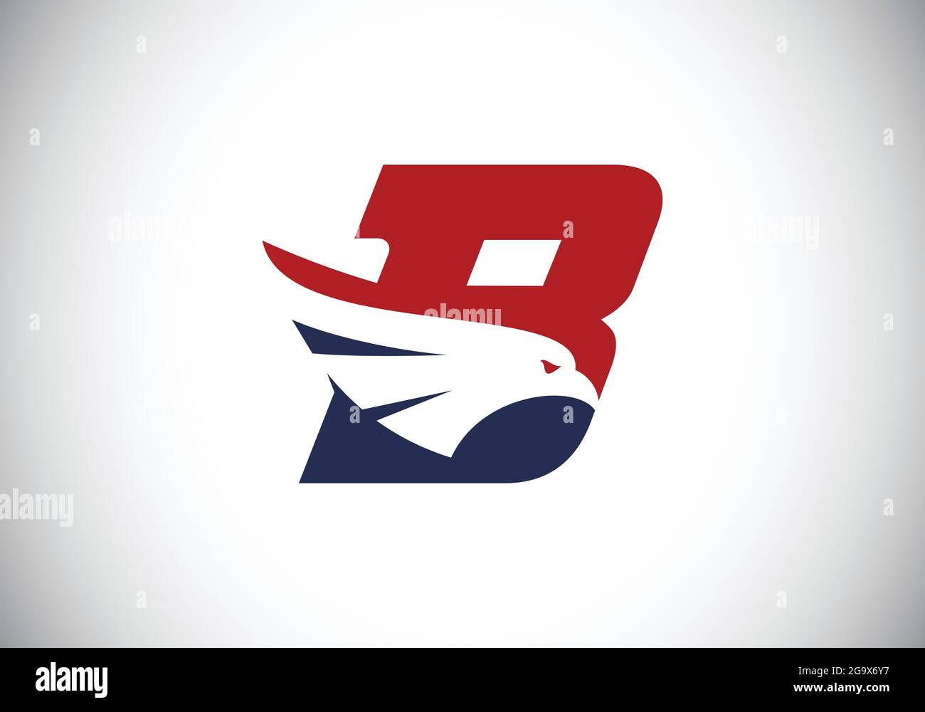Initial B monogram letter alphabet with Eagle head negative space ...