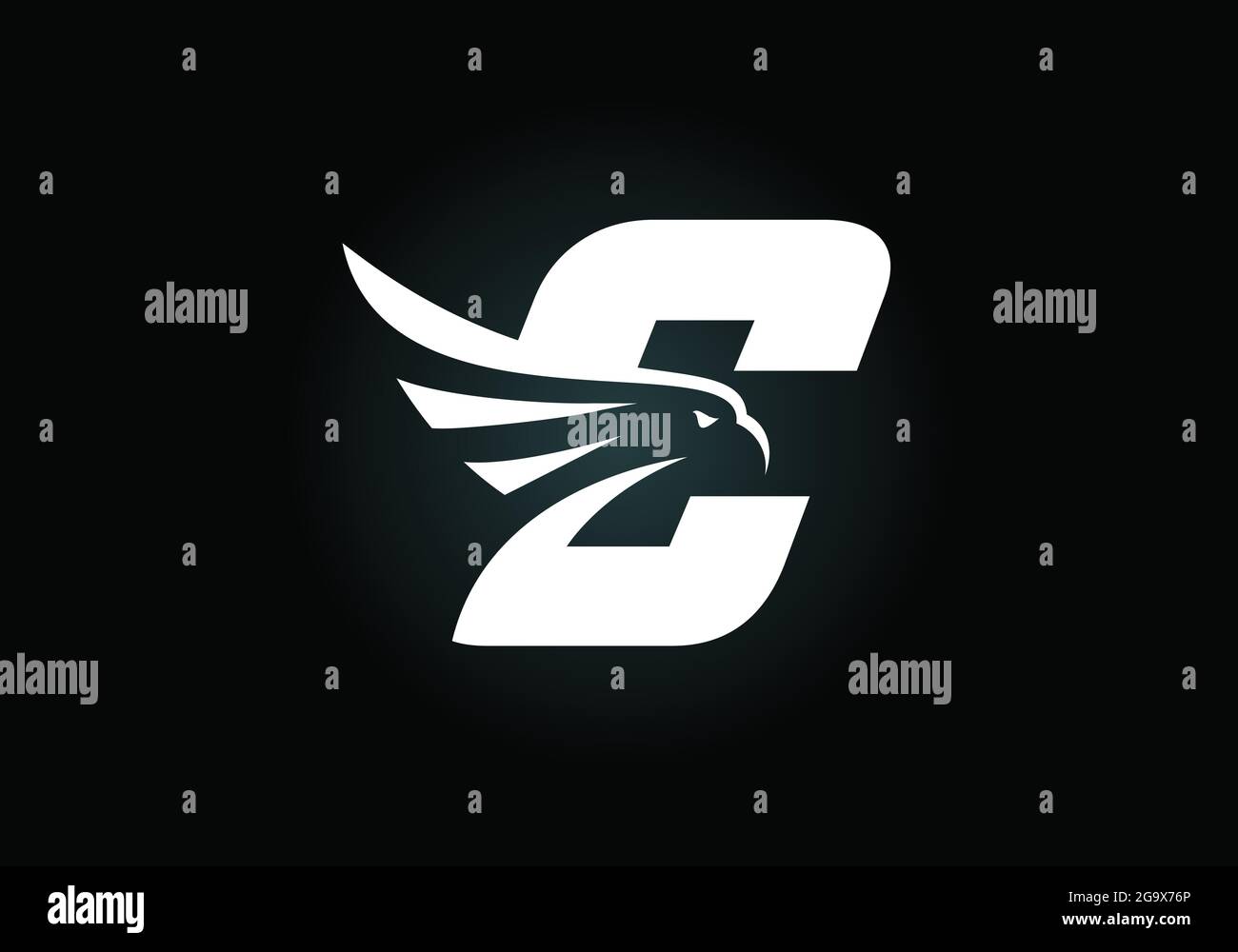 Initial C monogram letter alphabet with Eagle head negative space ...