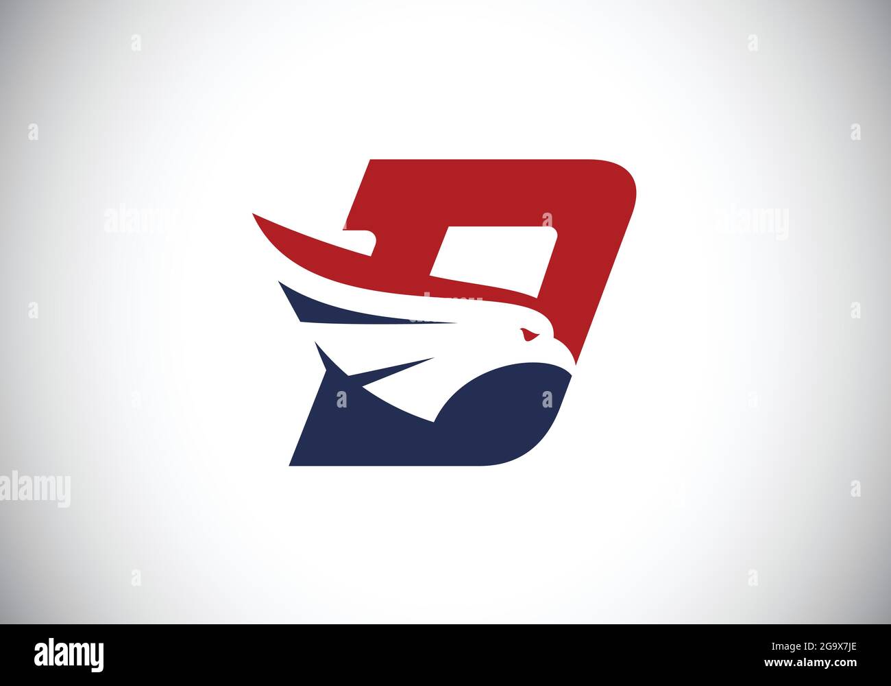 Initial D monogram letter alphabet with Eagle head negative space ...