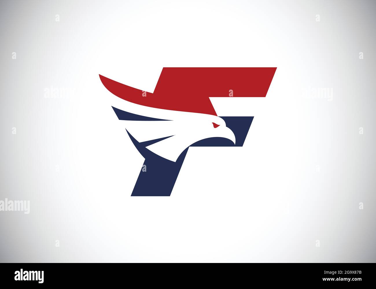 Initial F monogram letter alphabet with Eagle head negative space ...