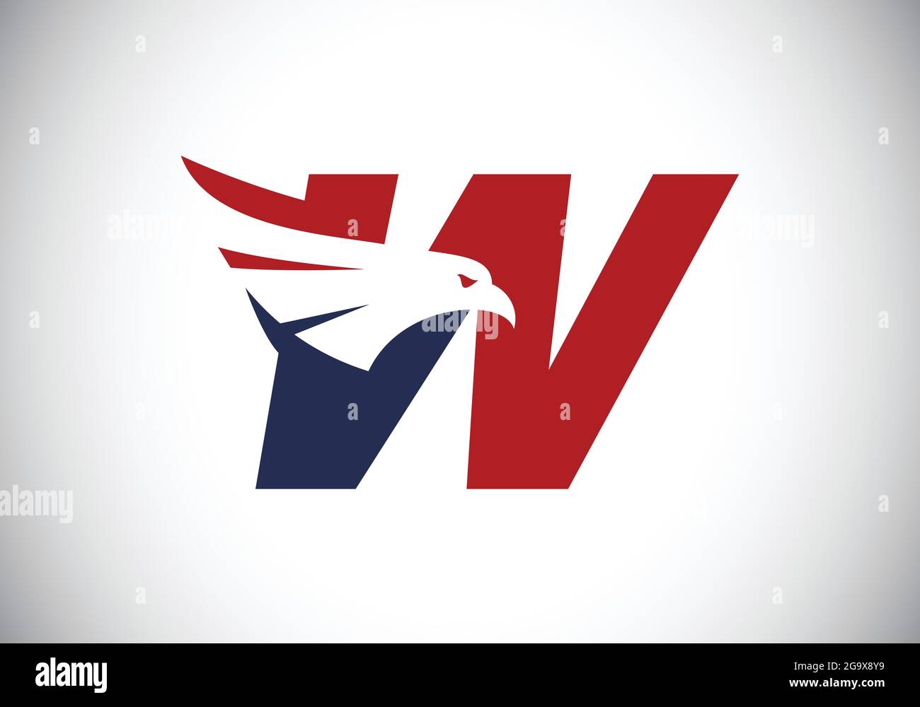Initial W monogram letter alphabet with Eagle head negative space ...