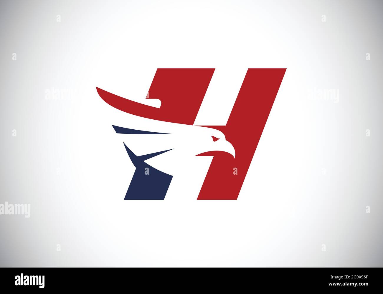 Initial H monogram letter alphabet with Eagle head negative space ...