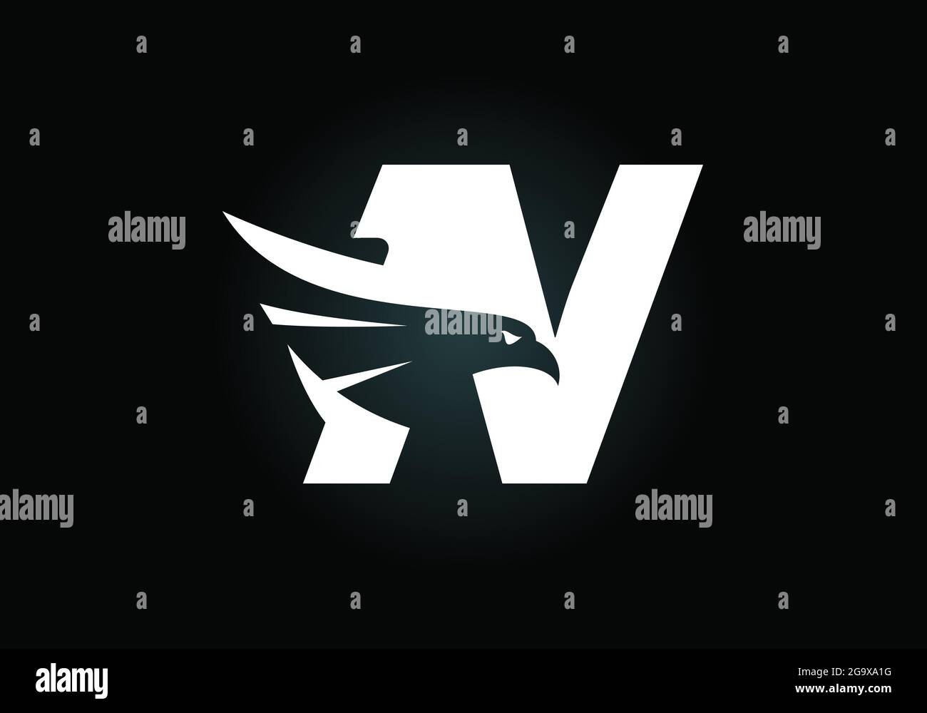 Initial N monogram letter alphabet with Eagle head negative space symbol. Creative Eagle head vector illustration. Modern logo design for business Stock Vector