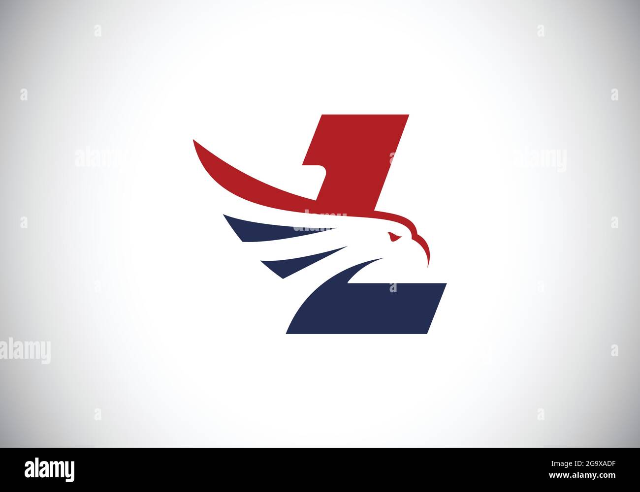 Initial L monogram letter alphabet with Eagle head negative space ...