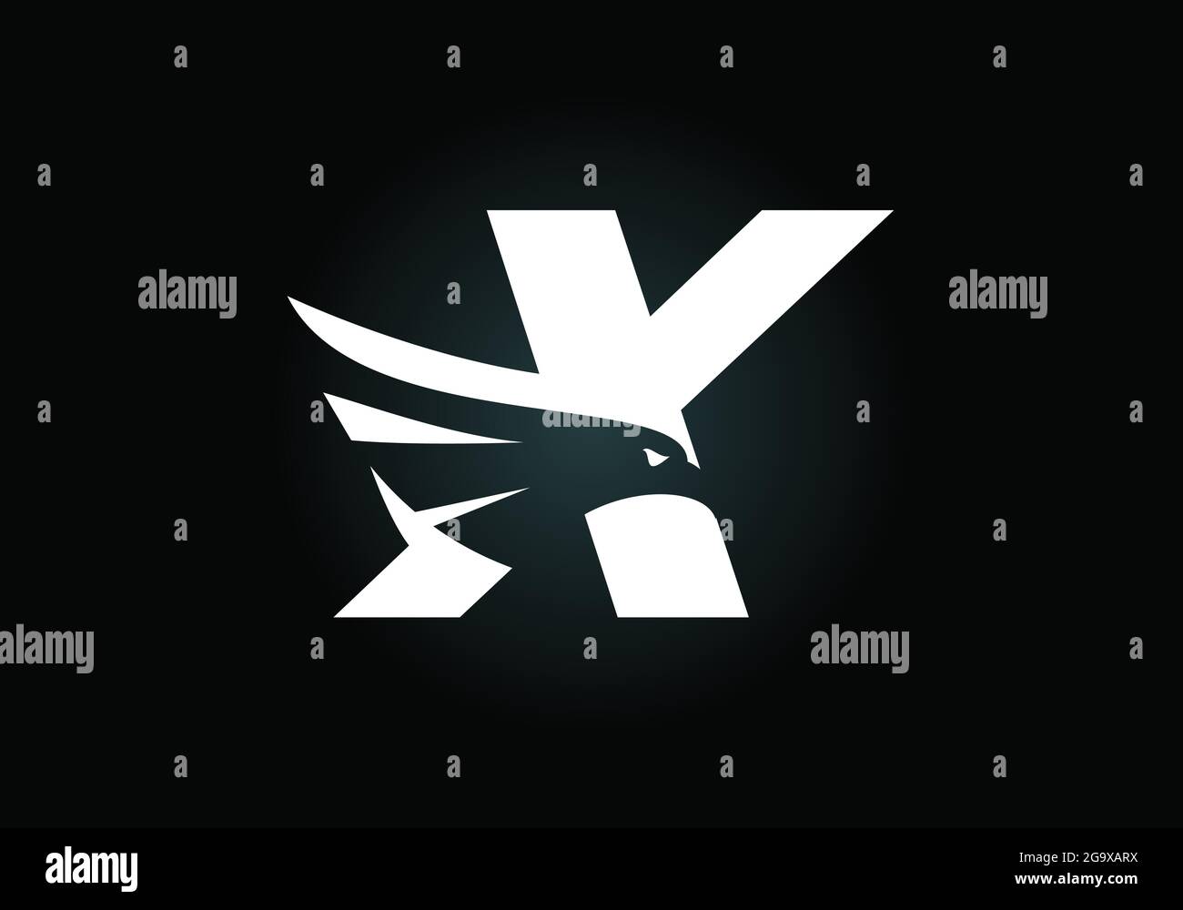 Initial X monogram letter alphabet with Eagle head negative space ...