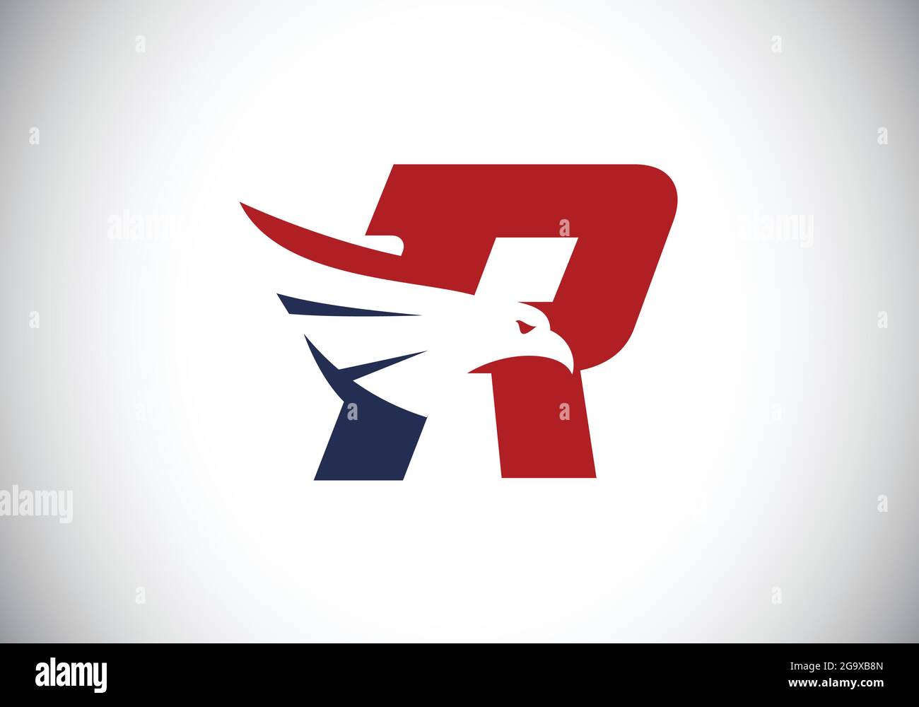 Initial R monogram letter alphabet with Eagle head negative space ...