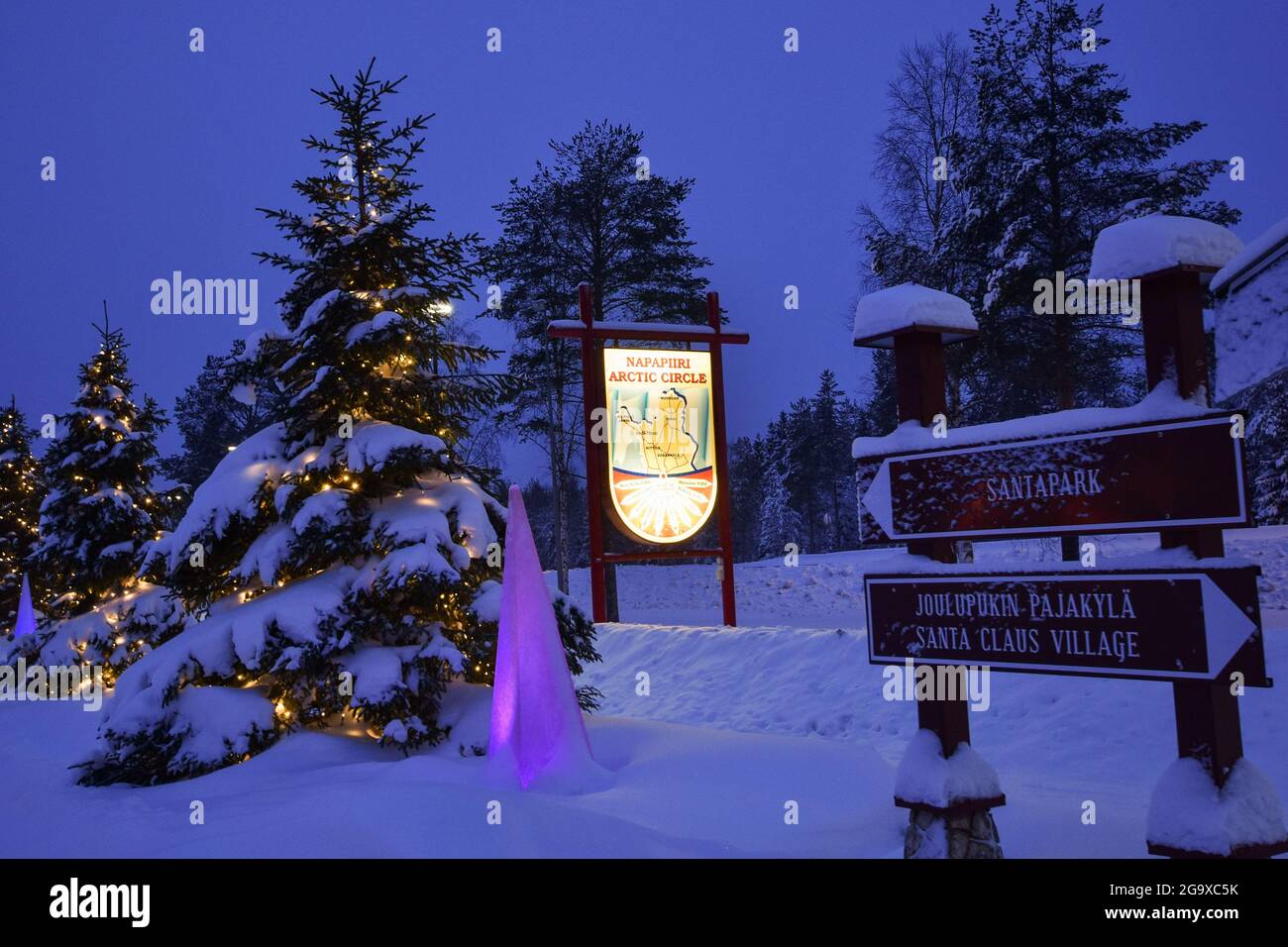 Arctic Circle Centre, Santa Claus Village, Rovaniemi Finland, winter 2021 Stock Photo