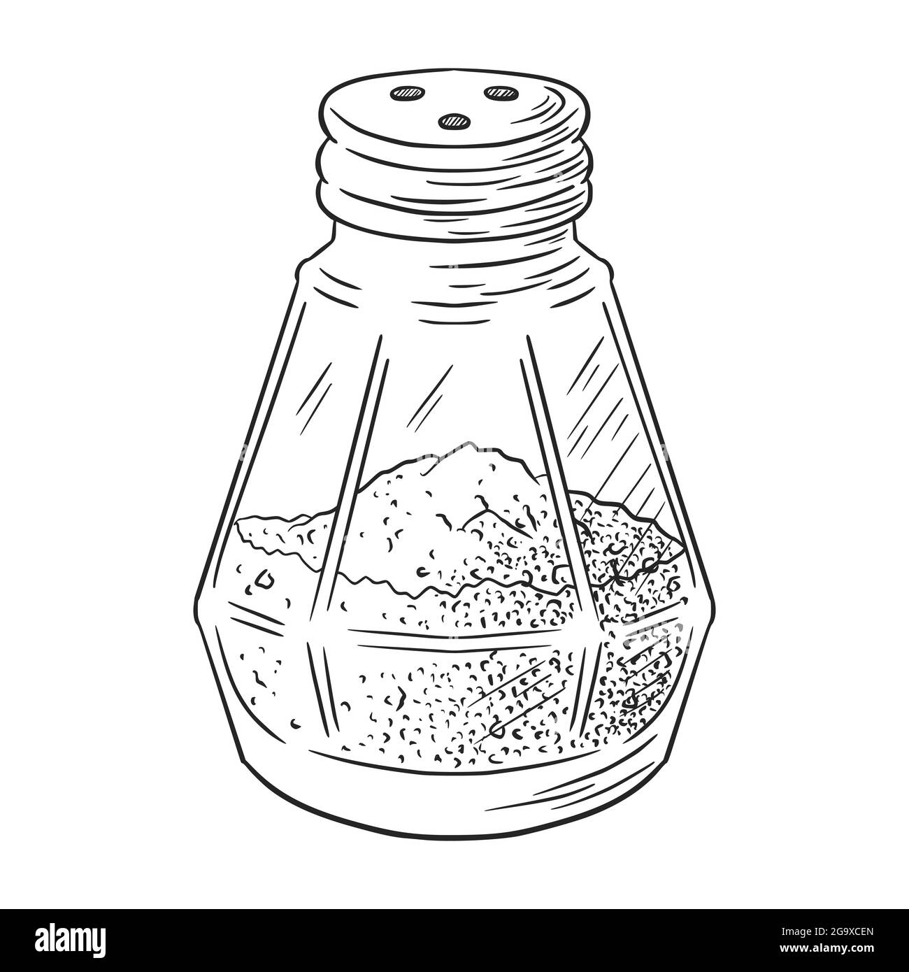 Pepper Shaker Engraved Illustration. Hand drawn glass jar cooking spice