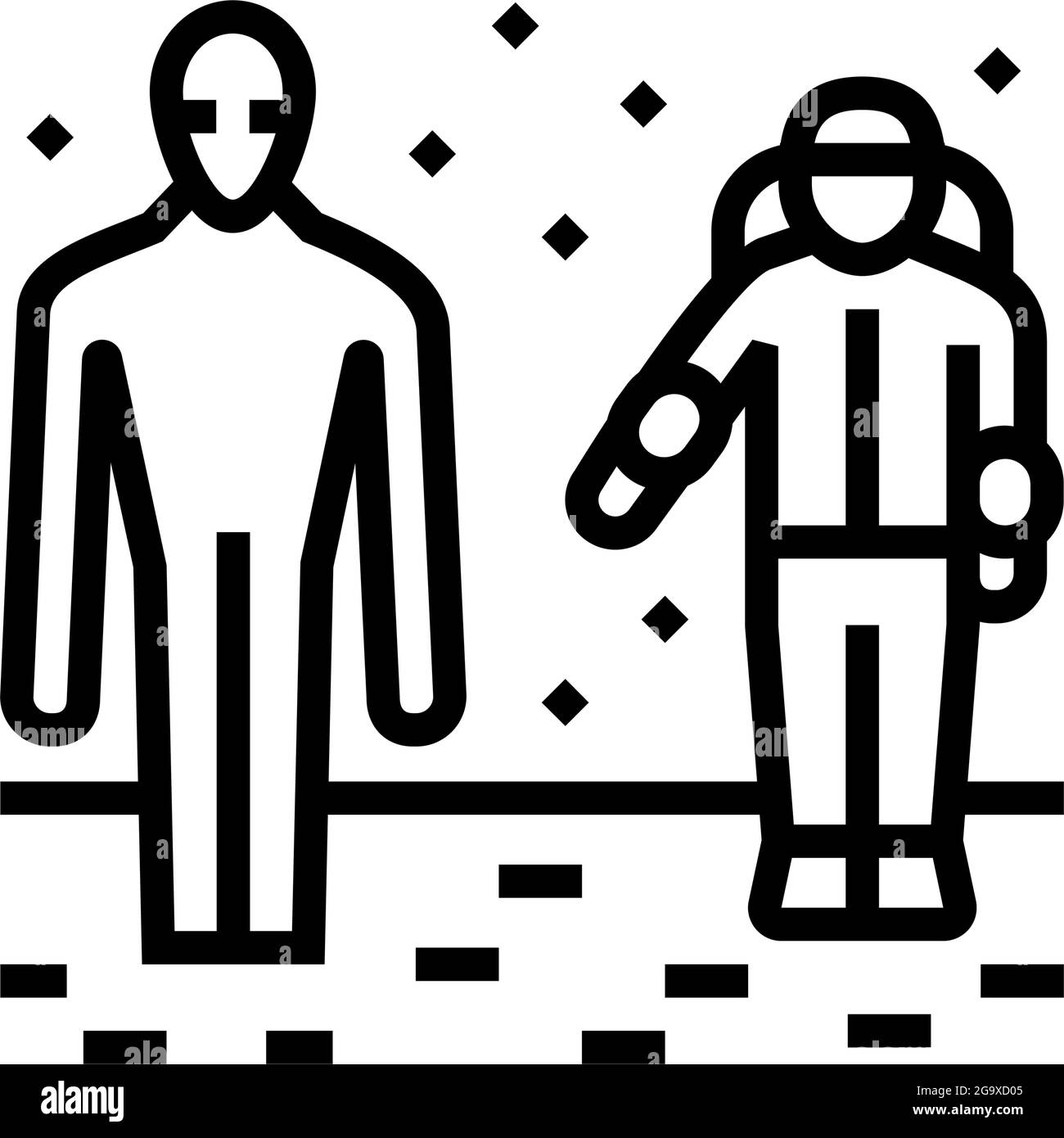 alien and astronaut line icon vector illustration Stock Vector Image ...