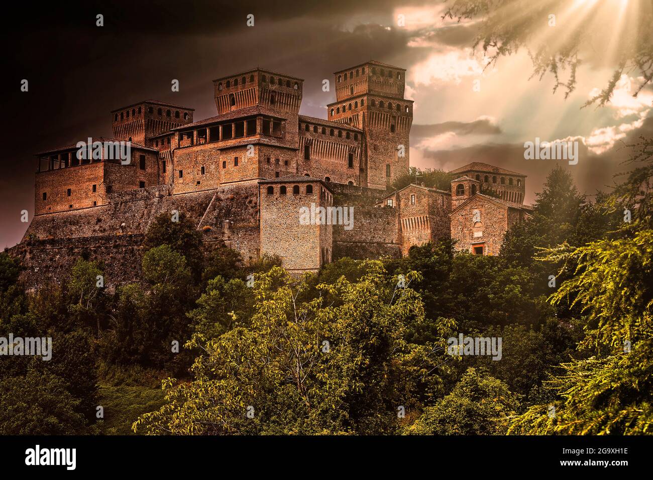 Italy Emilia Romagna Torrechiara Castle Stock Photo