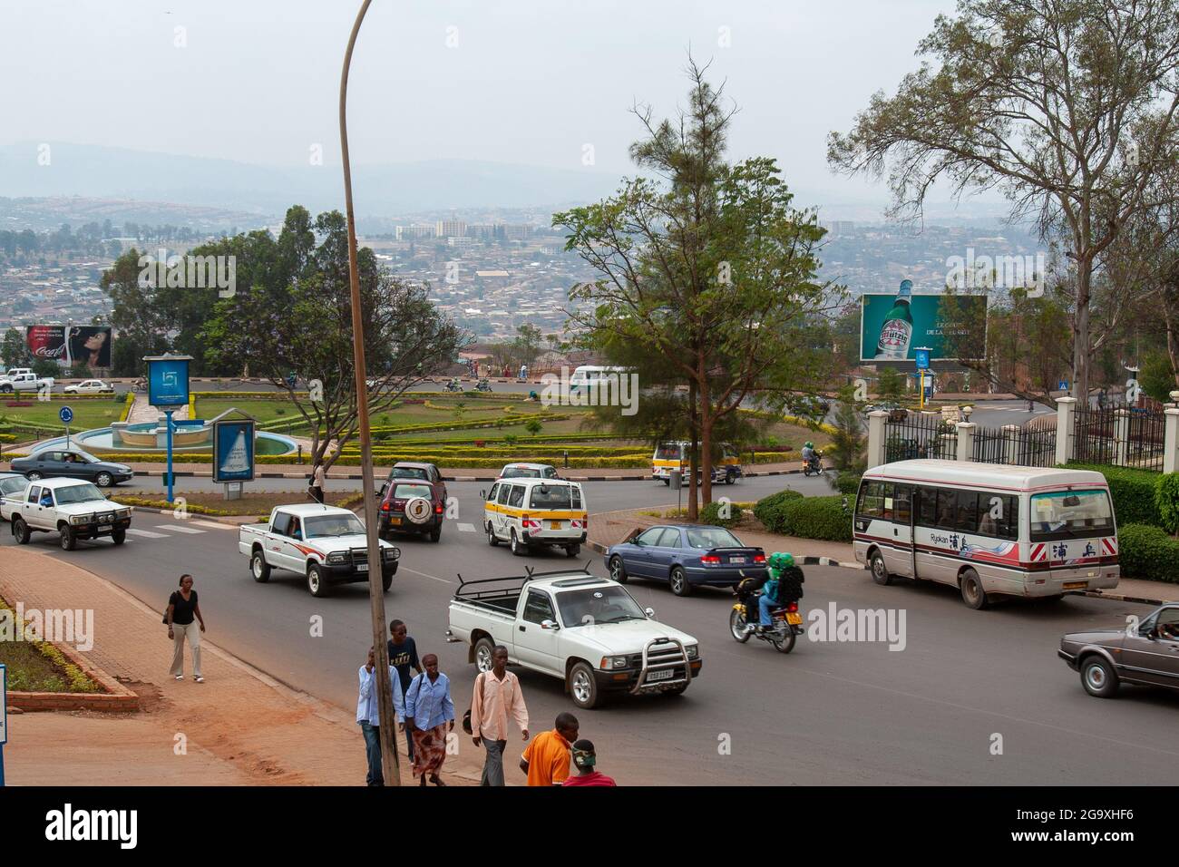 Kigali, Rwanda - august 8 2008 - traffic close to a roundabout Stock Photo