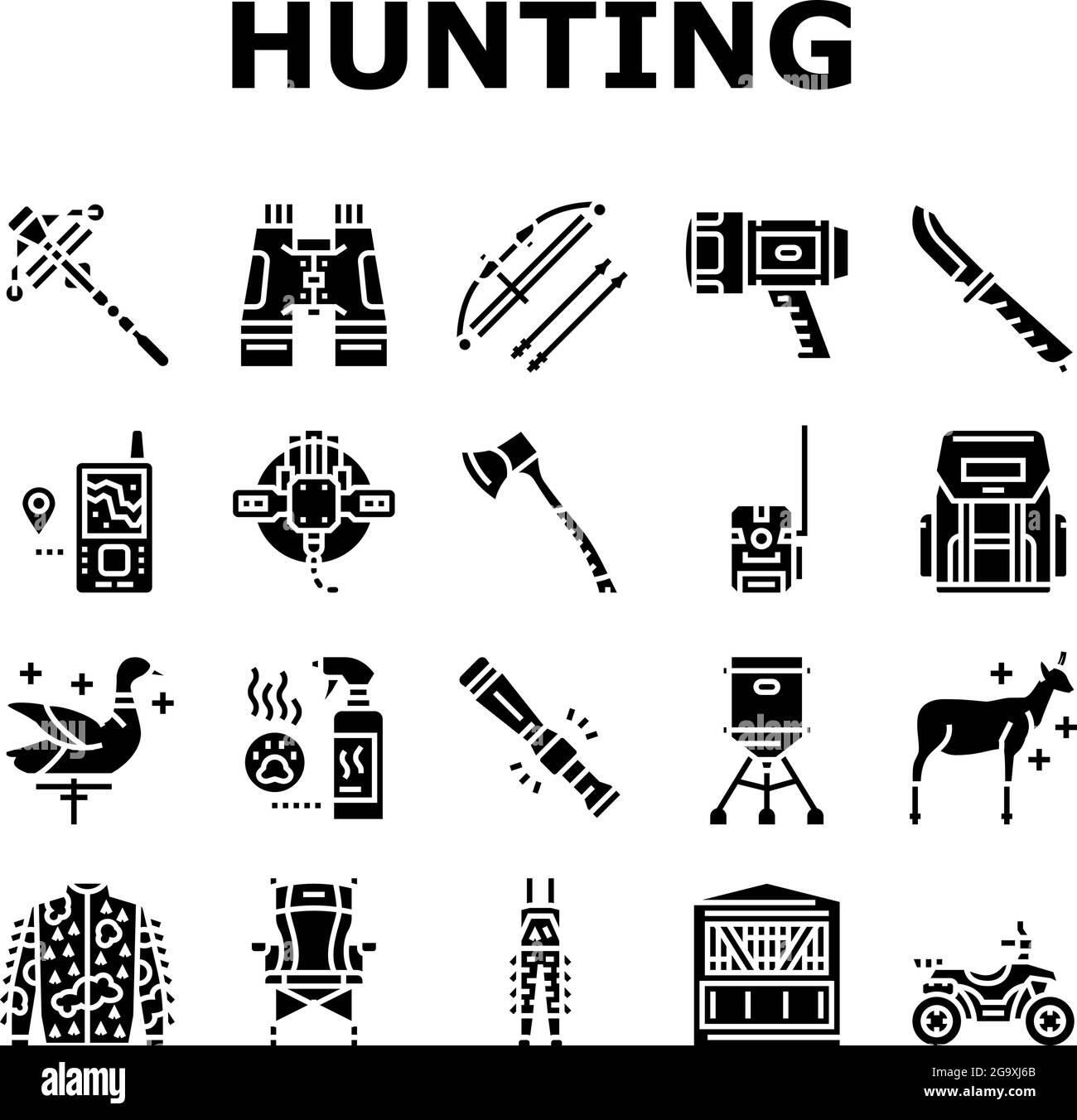 Hunting Shop Selling Collection Icons Set Vector Stock Vector Image ...