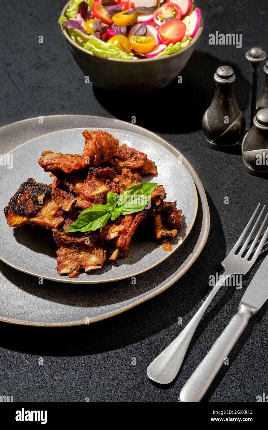 Marinated lamb ribs baked in oven Stock Photo Alamy