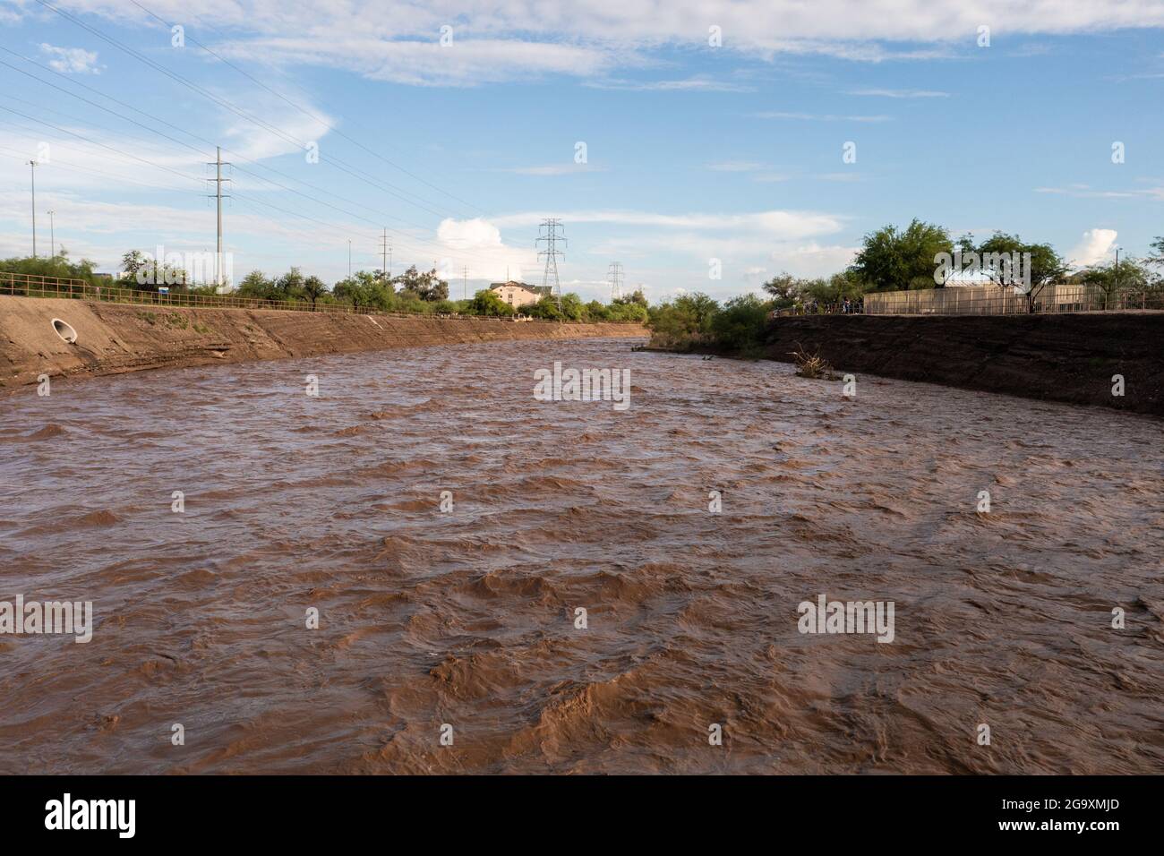 Raging river in Tucson, Arizona after heavy monsoon rain Stock Photo ...