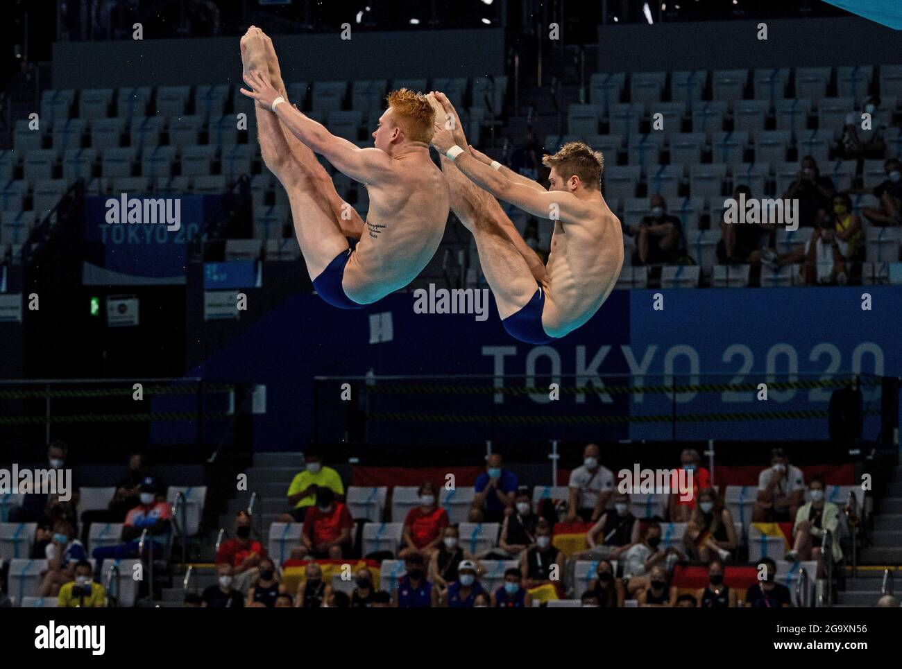 Arlake Gymnastics Center, Tokyo, Japan. 27th July, 2021. Womens Team Artistic Gymnastics, Day 4 of Tokyo 2020 Summer Olympic Games; USA divers Andrew Capobianco and Michael Hixon Credit: Action Plus Sports/Alamy Live News Stock Photo