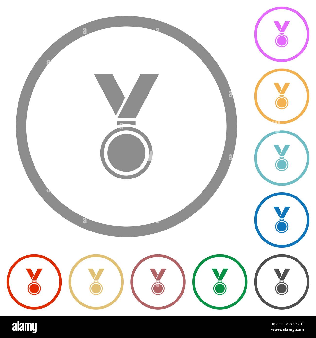 Medal flat color icons in round outlines on white background Stock ...