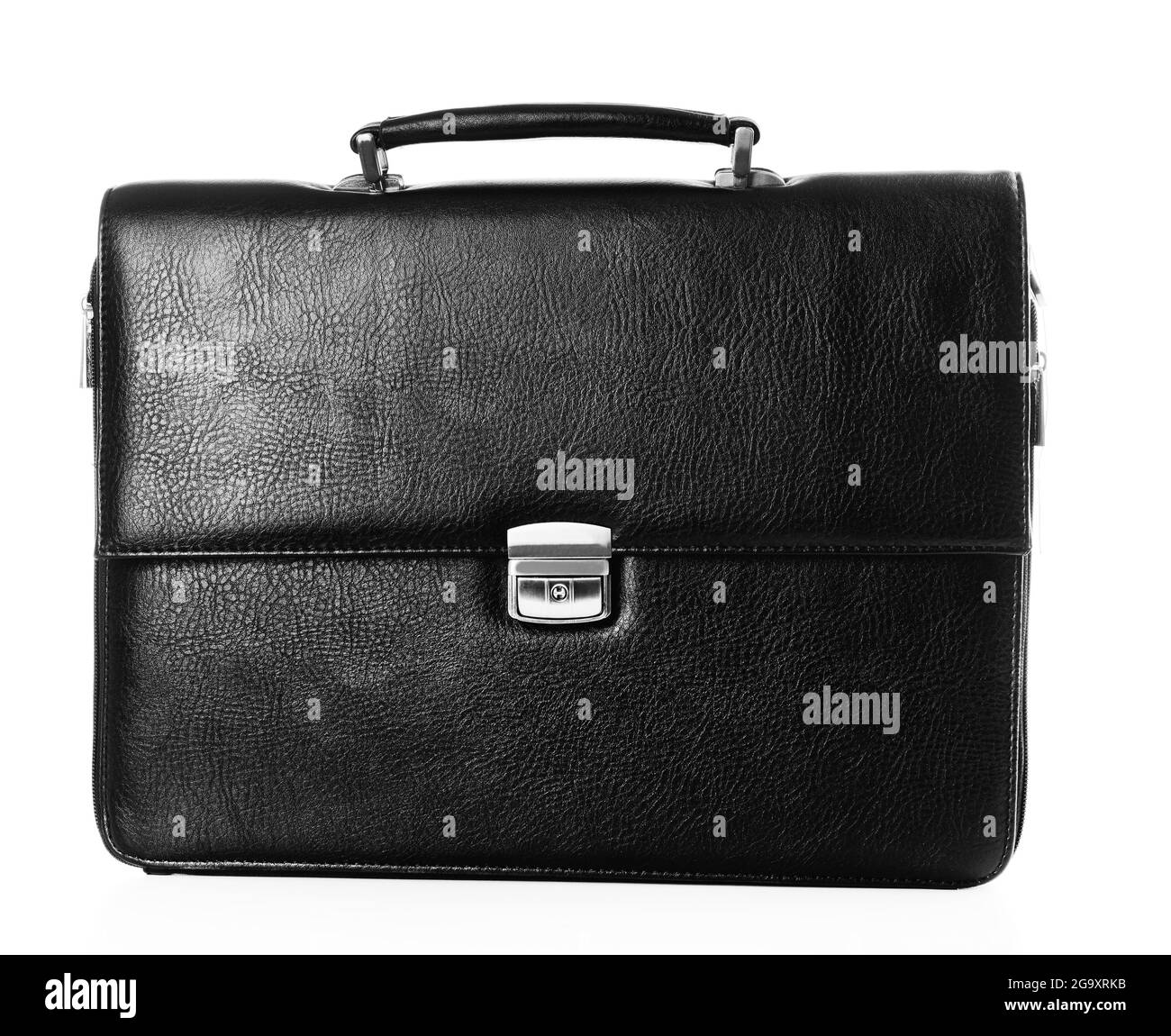 Black leather briefcase isolated on white Stock Photo Alamy