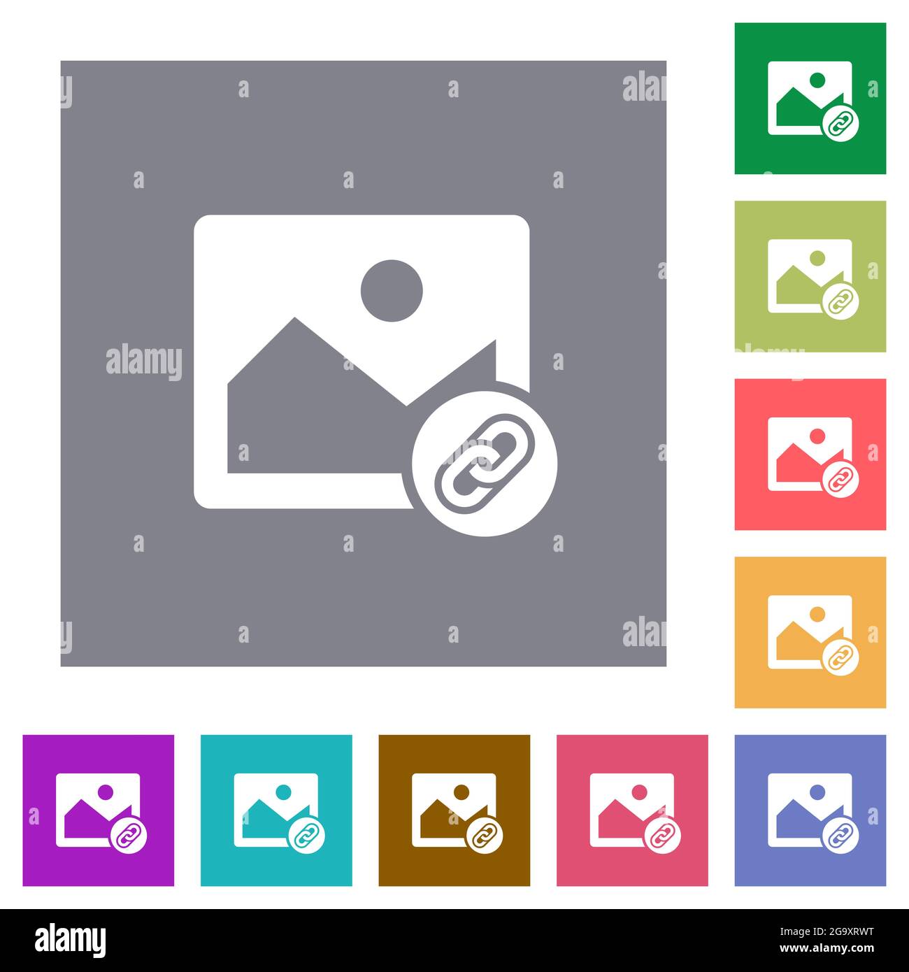 Link image flat icons on simple color square backgrounds Stock Vector ...