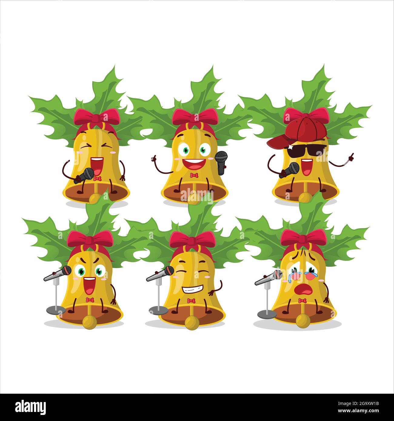 A Cute Cartoon design concept of jingle christmas bells singing a