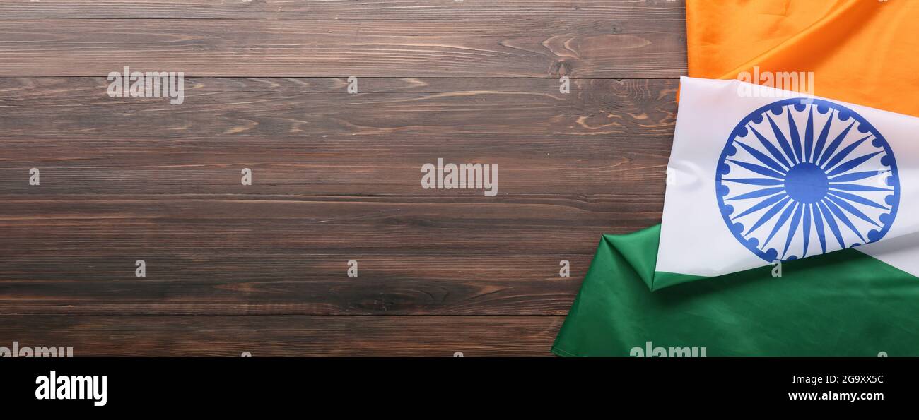 Flag of India on wooden background with space for text Stock Photo - Alamy