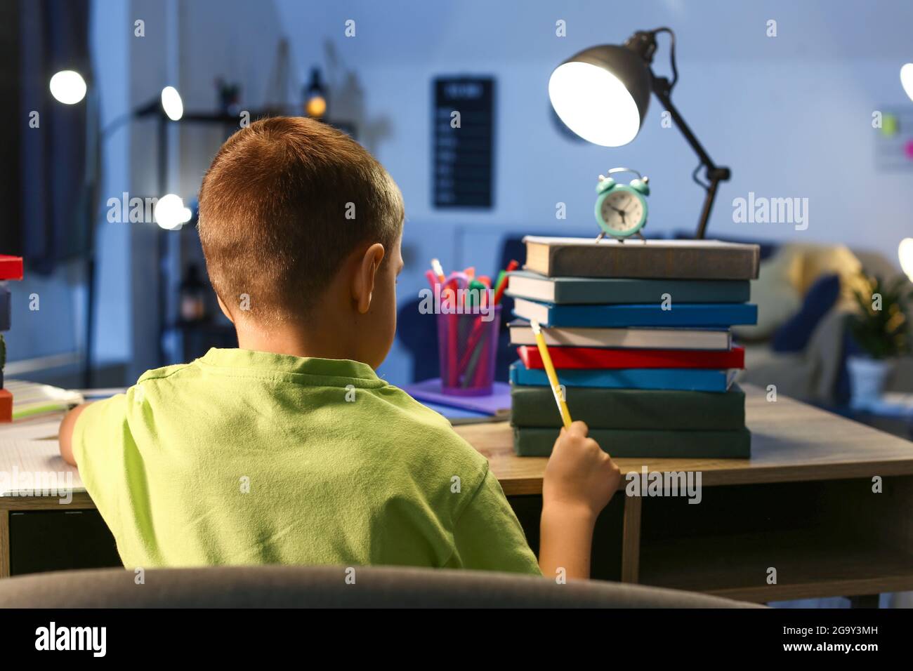 Boy homework lamp hi-res stock photography and images - Alamy