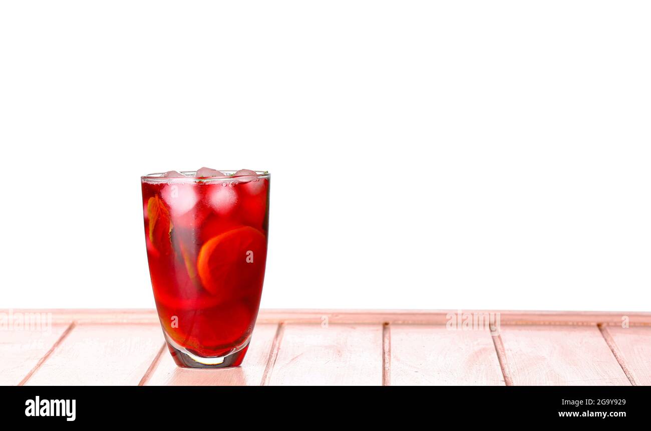Glass of tasty cold ice tea on white background Stock Photo - Alamy