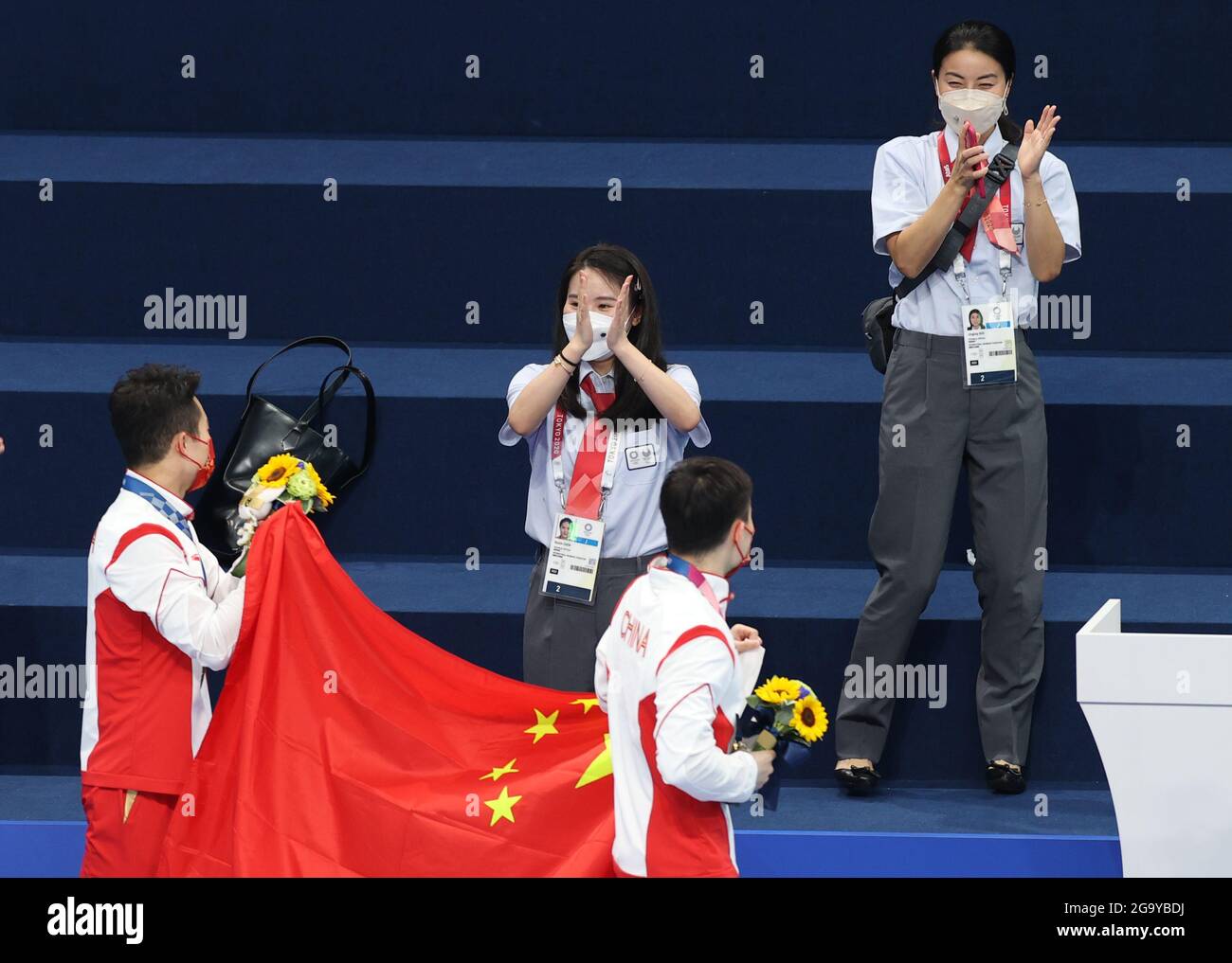 Tokyo, Japan. 28th July, 2021. Chinese Olympic diving champions Guo