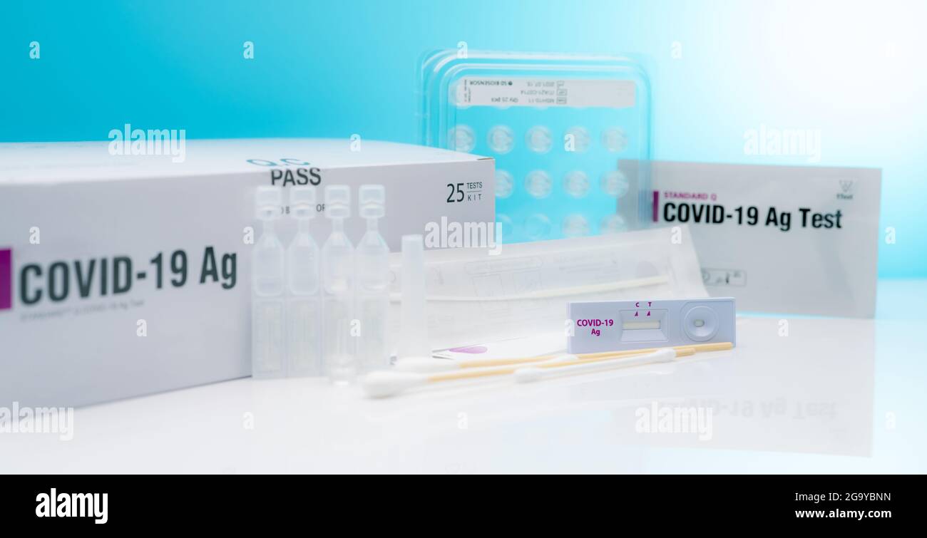 Covid 19 antigen self test for nasal swab. Antigen test kit for home