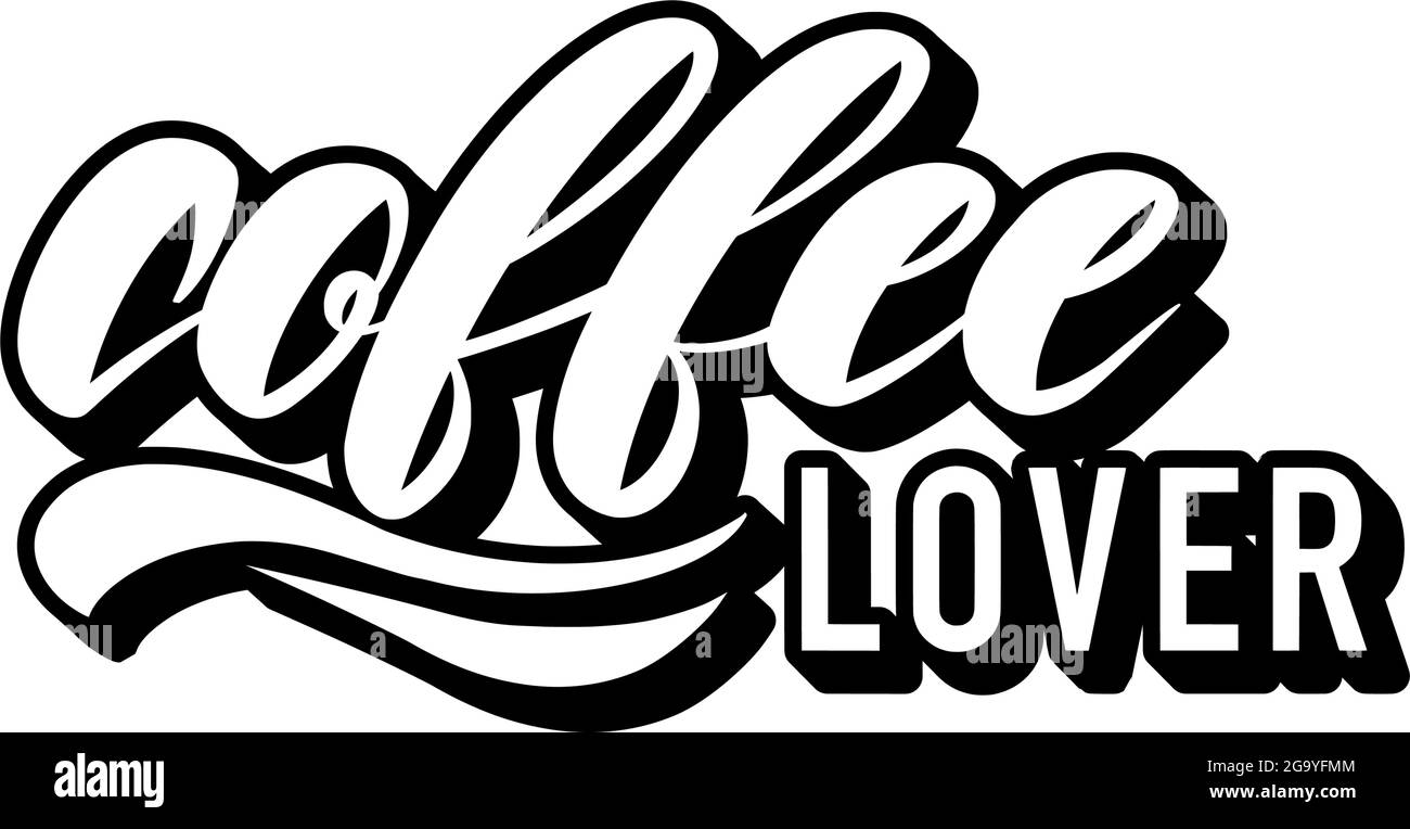 simple black and white lettering coffee lover logo Stock Vector Image
