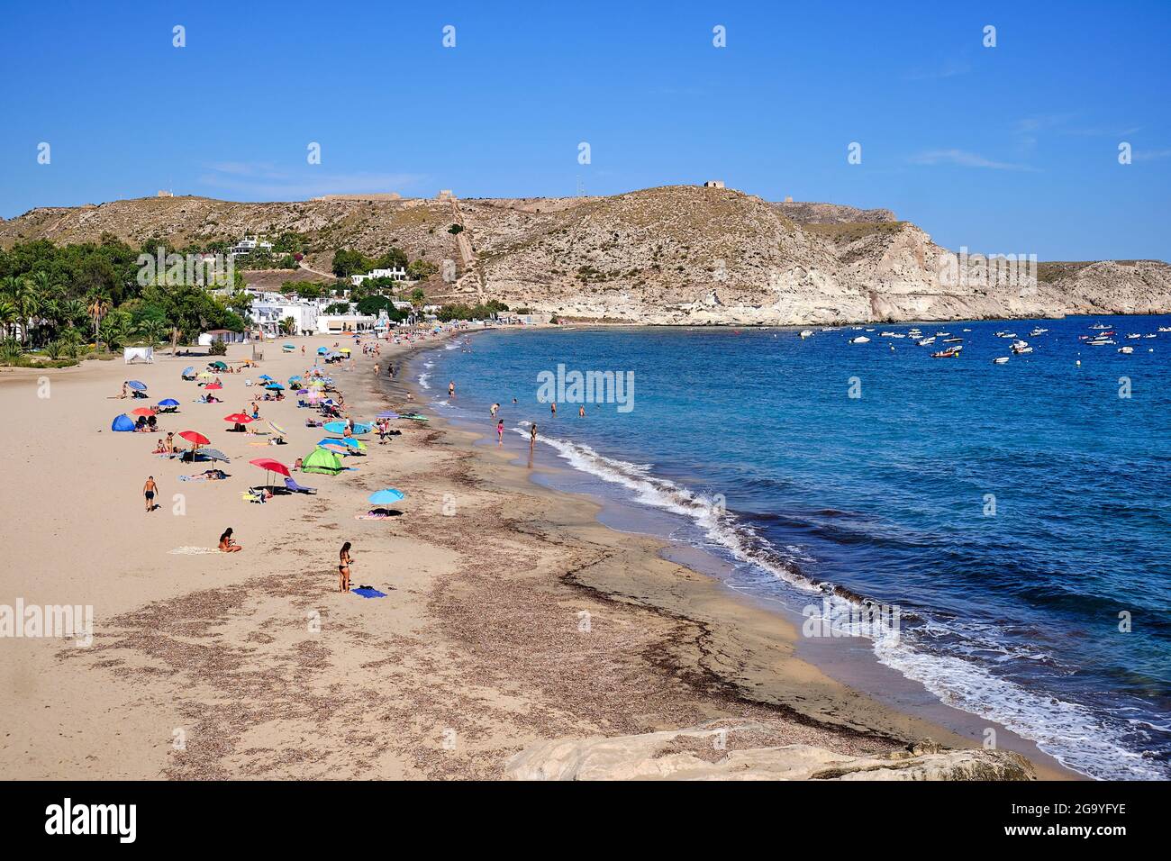 Picture of Agua Amarga in south spain, from the top of the hill , Almeria Stock Photo