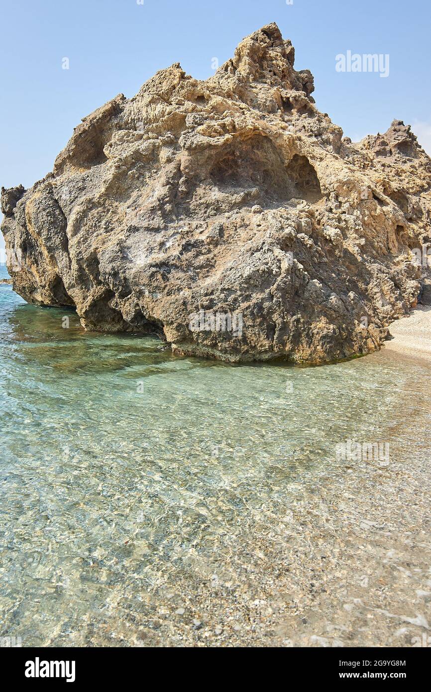 Crystal clear waters at Cabo de Gata in Almería - rock Stock Photo