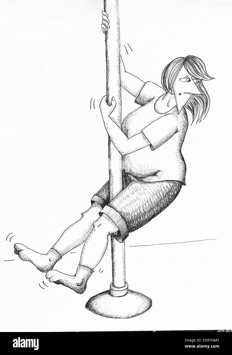 Pole dancer. Illustration. Stock Photo