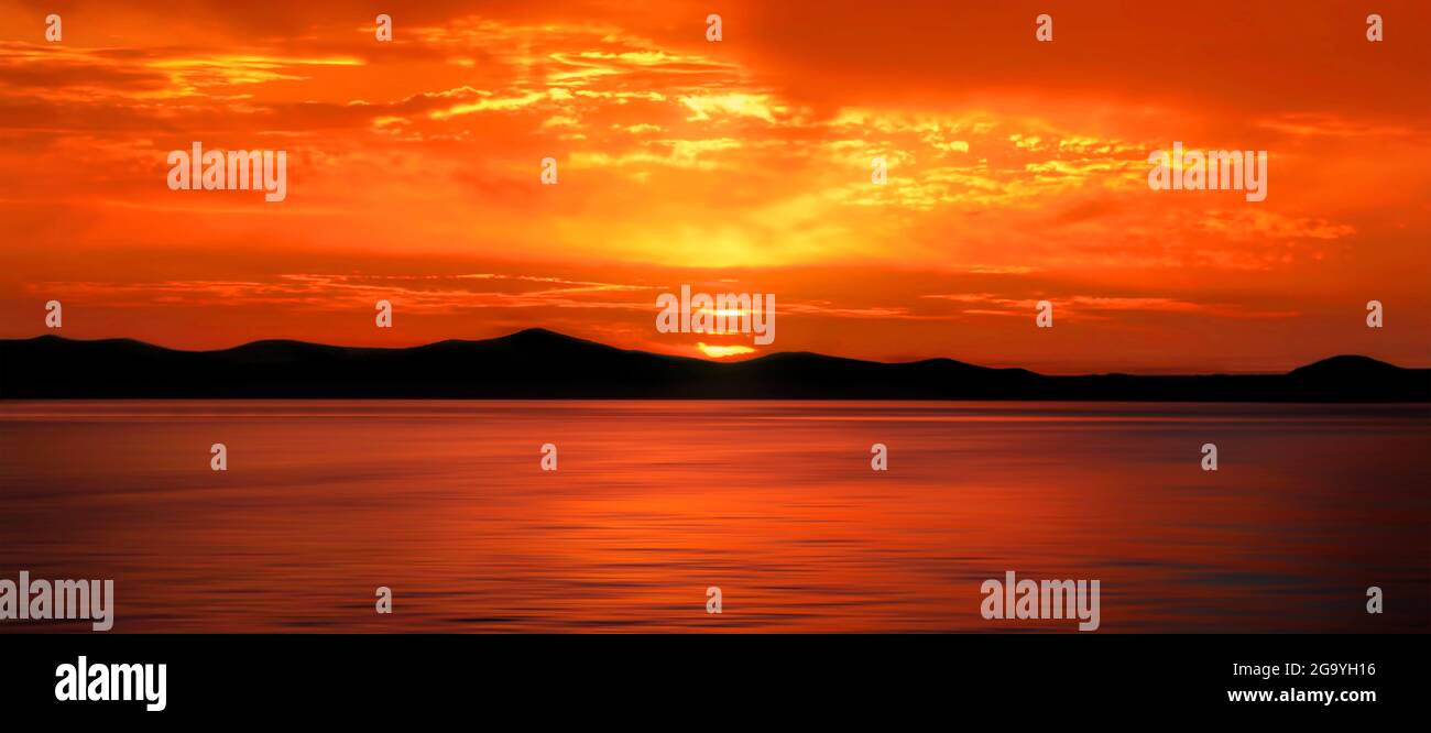 Raja Ampat archipelago at sunset, Indonesia Stock Photo