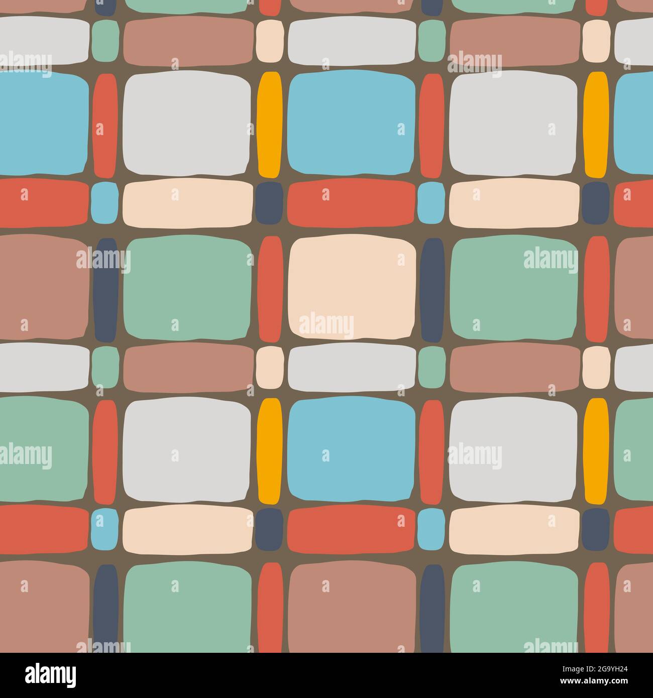 Vintsge mosaic seamless pattern of geometric shapes. Stock Vector