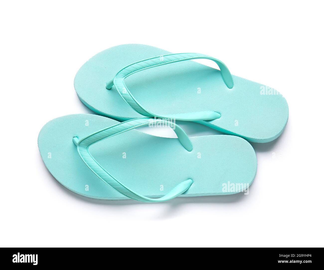 Stylish flip-flops on white background Stock Photo - Alamy