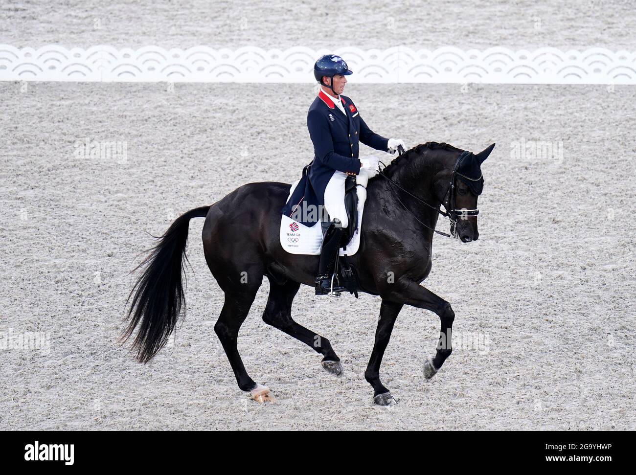 Great Britain's Carl Hester on En Vogue during the Grand Prix Freestyle - Individual Final at the Equestrian Park on the fifth day of the Tokyo 2020 Olympic Games in Japan. Picture date: Wednesday July 28, 2021. Stock Photo
