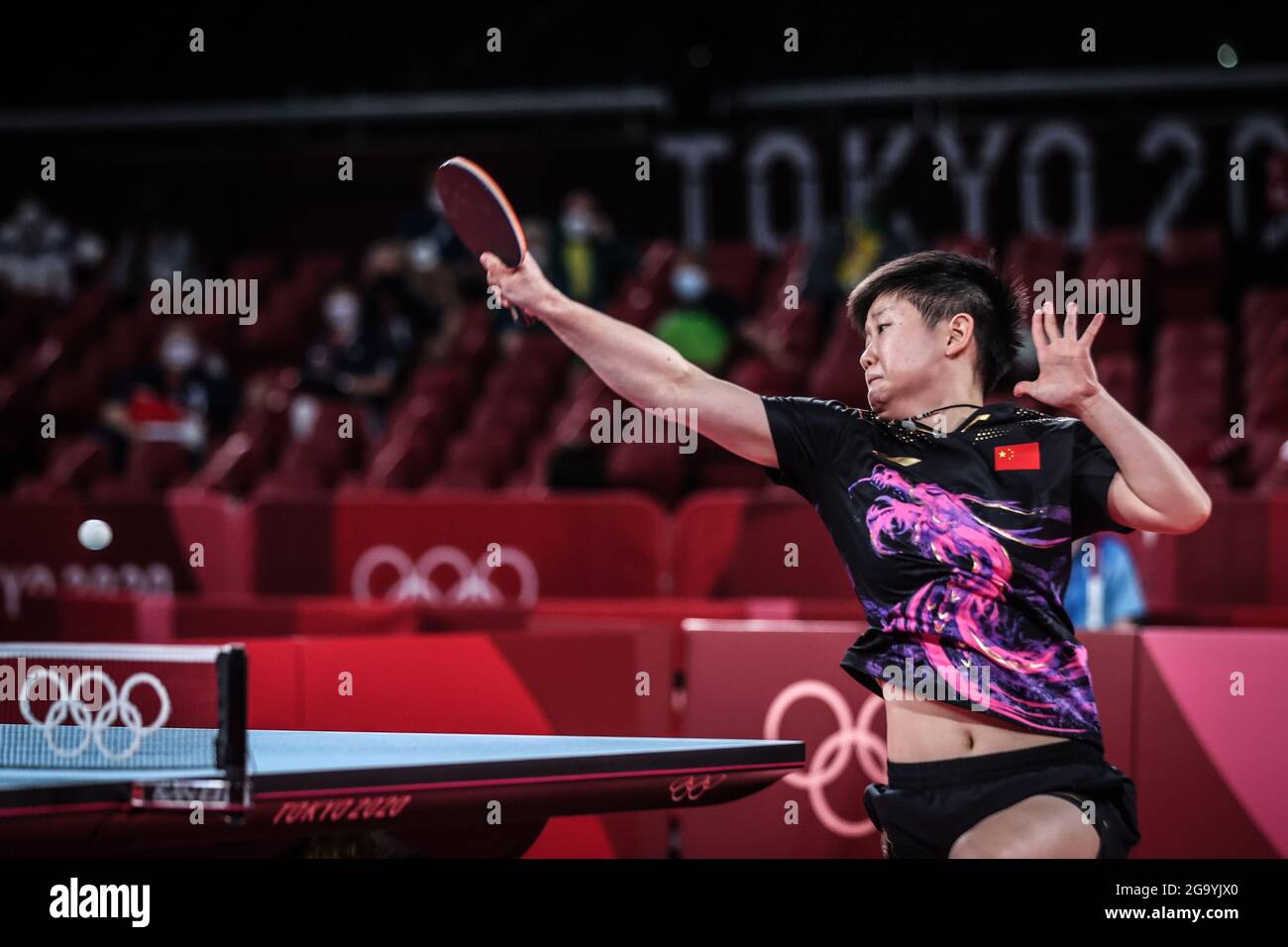 Tokyo, Japan. 28th July, 2021. Sun Yingsha of China returns the ball ...