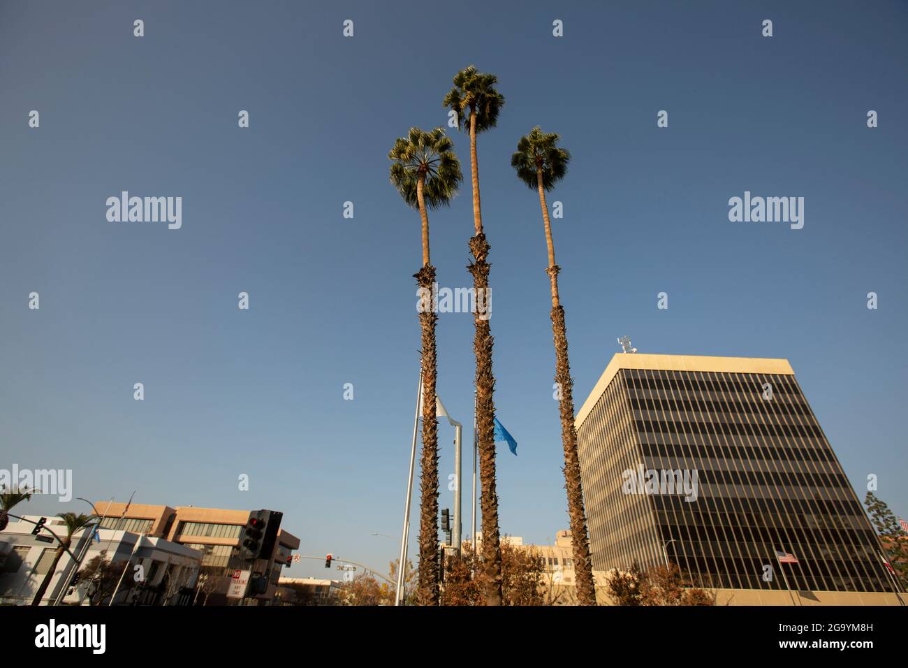 Daytime skyline view of downtown Bakersfield, California, USA Stock
