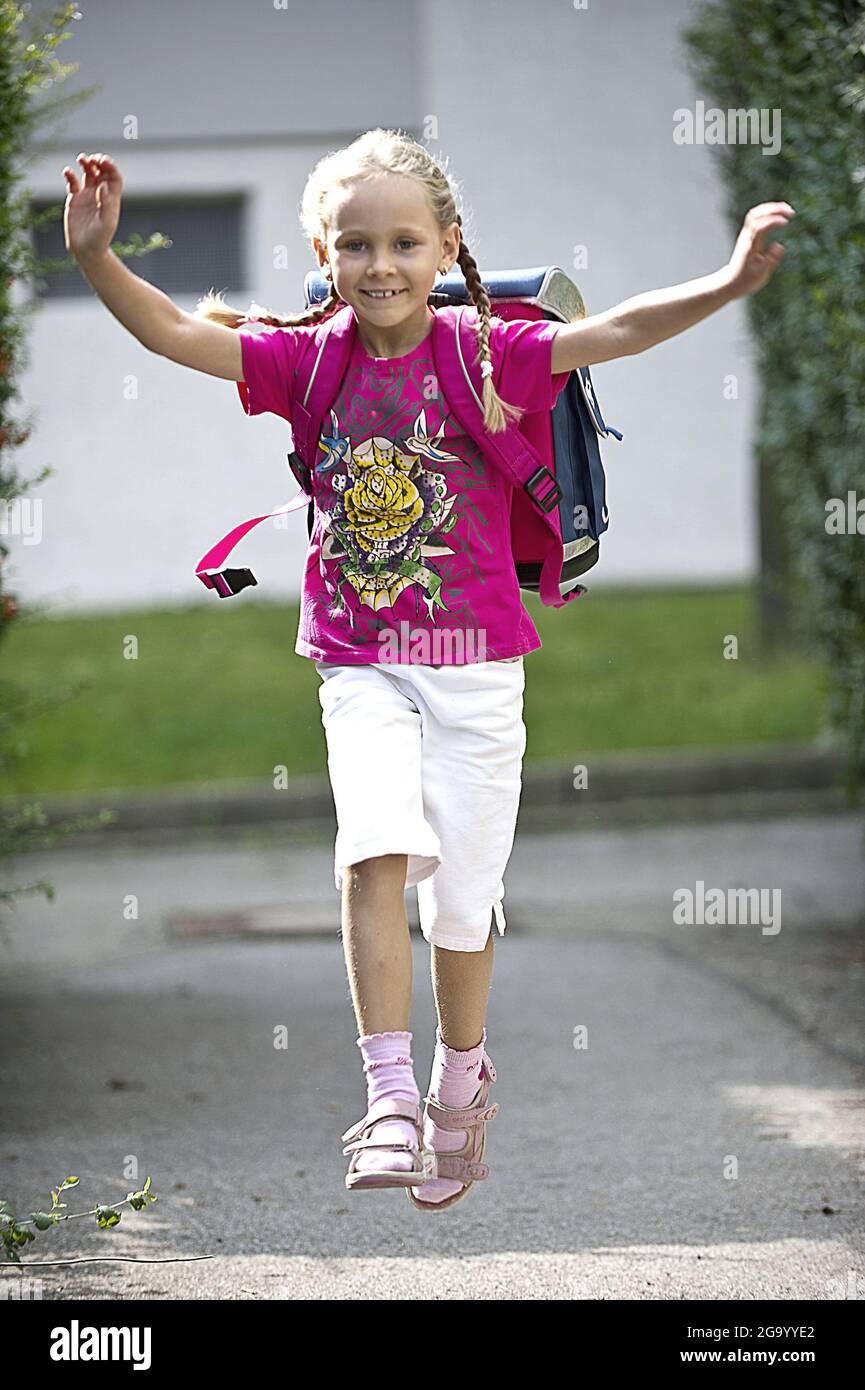 happy schoolgirl at her first day of school , Germany Stock Photo