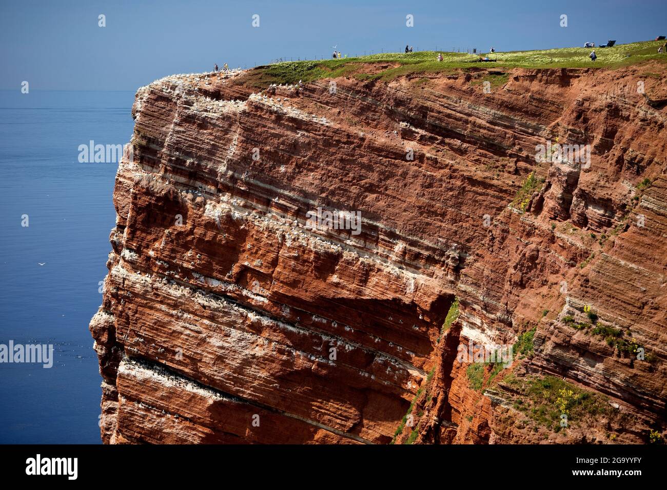 west coast with the typical red sandstone cliffs and the North Sea , Europe, Germany, Schleswig-Holstein, Heligoland Stock Photo