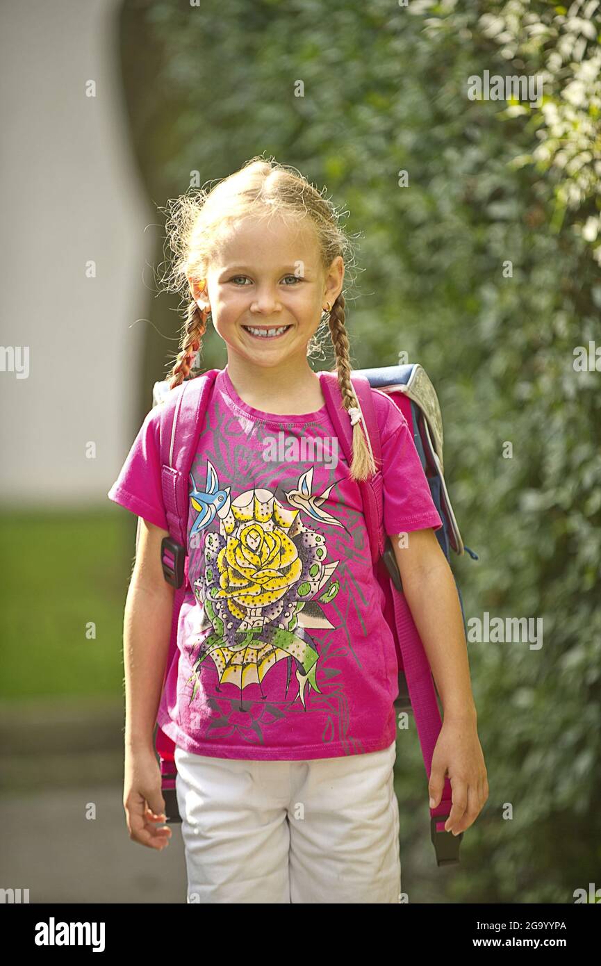 schoolgirl at her first day of school , Germany Stock Photo